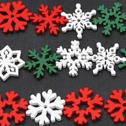 (50 Pieces) Christmas Snowflakes, Multicolored Wooden Pieces, Mixed Shapes, Wooden Snowflakes, Christmas Decorations, Pendants,