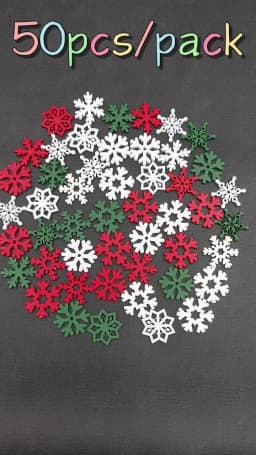 (50 Pieces) Christmas Snowflakes, Multicolored Wooden Pieces, Mixed Shapes, Wooden Snowflakes, Christmas Decorations, Pendants,