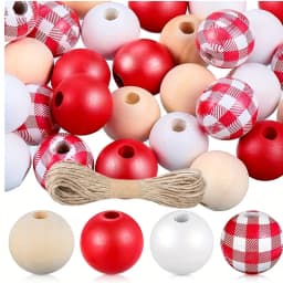 Random Size Quantity Christmas Wooden Beads Christmas Wooden Beads Christmas Round Beads Winter Pine Round Beads Natural Wood