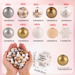 Random Size Quantity Christmas Wooden Beads Christmas Wooden Beads Christmas Round Beads Winter Pine Round Beads Natural Wood