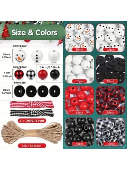 Random Size Quantity Christmas Wooden Beads Christmas Wooden Beads Christmas Round Beads Winter Pine Round Beads Natural Wood