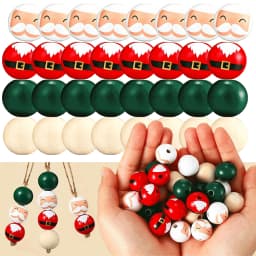 Random Size Quantity Christmas Wooden Beads Christmas Wooden Beads Christmas Round Beads Winter Pine Round Beads Natural Wood