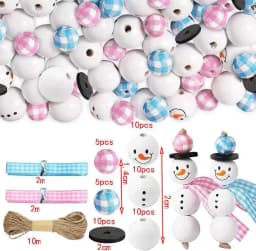 Random Size Quantity Christmas Wooden Beads Christmas Wooden Beads Christmas Round Beads Winter Pine Round Beads Natural Wood