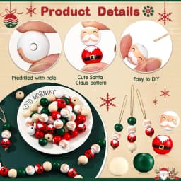 Random Size Quantity Christmas Wooden Beads Christmas Wooden Beads Christmas Round Beads Winter Pine Round Beads Natural Wood