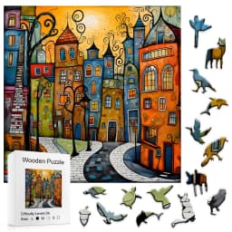Unique Cartoon City Wooden Puzzle - Creative Irregular Shape Christmas, Birthday, and Holiday Perfect Gift Suitable for Friends