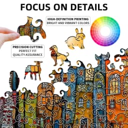 Unique Cartoon City Wooden Puzzle - Creative Irregular Shape Christmas, Birthday, and Holiday Perfect Gift Suitable for Friends