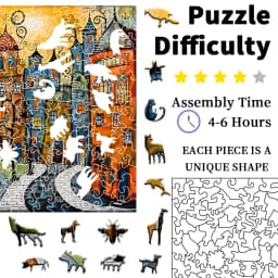 Unique Cartoon City Wooden Puzzle - Creative Irregular Shape Christmas, Birthday, and Holiday Perfect Gift Suitable for Friends