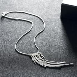 Fine 925 Sterling Silver Jewelry Sets for Women 18 Inches Tassel Lines Necklace Earrings Fashion Party Wedding Christmas Gifts