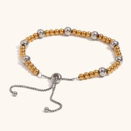 La.Muses Gold And Slver Two-color Bead Stainless Steel Women's Chain Bracelet Simplicity Women's Jewelry Christmas Gifts