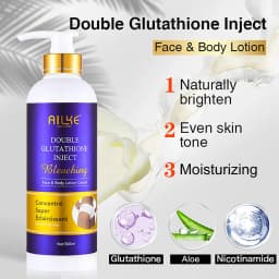 AILKE Double Glutathione Whitening Skin Care Set, Lightening, Remove Dark Spots, Skin Radiant, Moisturizing, Hydrating, Smooth
