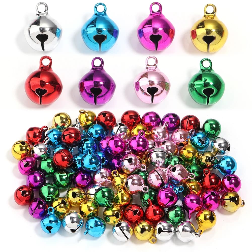 10-50pcs/lot Colored Jingle Bells Bead Pendant Round Mini Bell Charms For Bracelet Jewelry Making DIY Christmas Party Decoration