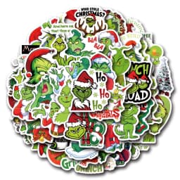 55Pcs Grinch Stickers Christmas Creative Graffiti Stickers DIY Luggage Phone Waterproof Stickers