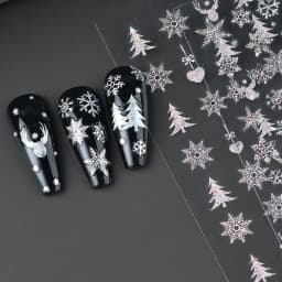2pc Holographic Christmas Nail Art Stickers Iridescent Laser Snowflake Deer Tree Winter Slider Decals New Year Manicure Supplies