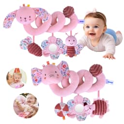 Infant Carseat Sensory Toys Hanging Stroller Accessories Toys with Mirror, BB Squeaker and Rattles, Ideal Christmas Gifts