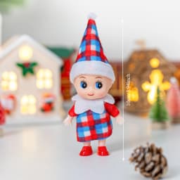 4/5/6 Pcs Mini Baby Elf Christmas Doll Mini Miniature Plaid Accessories Green and Red Suitable for Xmas New Year Decor Gift