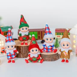 4/5/6 Pcs Mini Baby Elf Christmas Doll Mini Miniature Plaid Accessories Green and Red Suitable for Xmas New Year Decor Gift