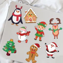 8PCS Creative Christmas Face Changing Series Stickers, Account Materials, Skateboarding Notebook Gooka Stickers