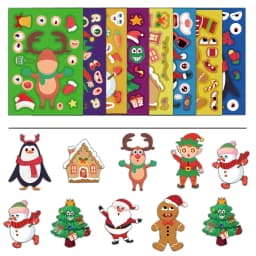 8PCS Creative Christmas Face Changing Series Stickers, Account Materials, Skateboarding Notebook Gooka Stickers