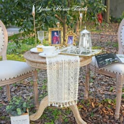 Table Runner Beige Christmas Crochet Lace Cotton Blended Fabric with Tassel For Coffee Table Decor Wedding Decoration