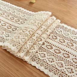 Table Runner Beige Christmas Crochet Lace Cotton Blended Fabric with Tassel For Coffee Table Decor Wedding Decoration