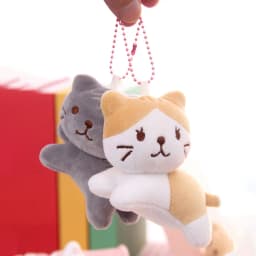 Cartoon Cute Six-Color Tilt Head Lying Plush Toy Cat Kitten Doll Backpack Pendant Decoration Christmas Halloween Gift Preferred