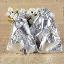 10pcs 9 Sizes (5*7-20*30cm) Gift Bags Gold Silver Color Drawable Organza Pouch Christmas Wedding Gift Jewelry Craft Candy Bags