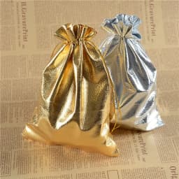 10pcs 9 Sizes (5*7-20*30cm) Gift Bags Gold Silver Color Drawable Organza Pouch Christmas Wedding Gift Jewelry Craft Candy Bags