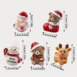 5pcs Christmas Resin Decor Set Snowy Bear Deer Snowman Indoor Display Holiday Centerpiece Multi Functional Christmas Home Decor