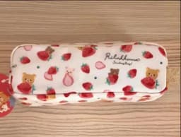 Japanese Kawaii Rilakkuma Cute Strawberry Series Pencil Case Cartoon Student Learn Stationery Storage Pencil Case Christmas Gift