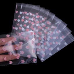 50Pcs/Lot Plastic Transparent Heart Candy Self Adhesive Bags Jewelry Storage For Party Pouch Christmas Gift Packaging Bags