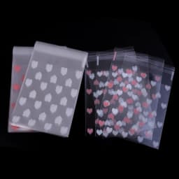 50Pcs/Lot Plastic Transparent Heart Candy Self Adhesive Bags Jewelry Storage For Party Pouch Christmas Gift Packaging Bags