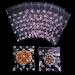 50Pcs/Lot Plastic Transparent Heart Candy Self Adhesive Bags Jewelry Storage For Party Pouch Christmas Gift Packaging Bags