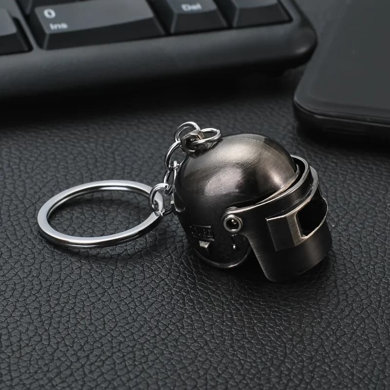 1pc Funky Zinc Alloy Helmet Keychain, Metal Key Ring, Unplated, Non-Braided, Ideal Christmas Gift for Ages 14+