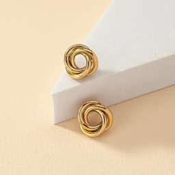 Hiphop Punk Metal Twist Knot Round Stud Earring for Women Gold Color Female Twine Hollow Geometry Jewelry Christmas Gift Brincos