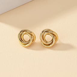 Hiphop Punk Metal Twist Knot Round Stud Earring for Women Gold Color Female Twine Hollow Geometry Jewelry Christmas Gift Brincos