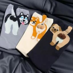 Cartoon Cat Egg Couple Socks Cozy Mid-Calf for Maternity Warm Winter Cute Present for Christmas Cat Lovers Family