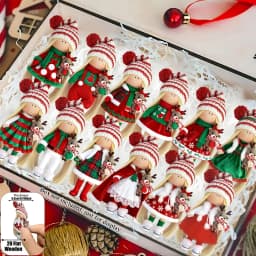 18/12pcs Artificial Wood Christmas Doll Figurines 2D Flat Characters with Traditional Outfits for Decorations Christmas Decor