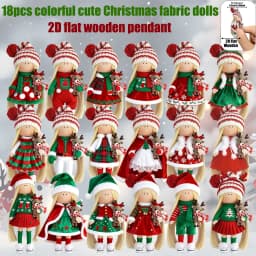 18/12pcs Artificial Wood Christmas Doll Figurines 2D Flat Characters with Traditional Outfits for Decorations Christmas Decor