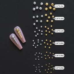 12Grids Gold/Sliver Half Round Beads Nail Art Charms 6-Sizes Flatback Caviar Bead Christmas Diamond DIY Sparkly Manicure Gems #*