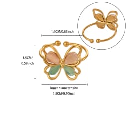 Popular Butterfly Rings For Women Gold Color Stainless Steel Geometric Opening Finger Ring Aesthetic Wedding Christmas Jewelry