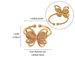Popular Butterfly Rings For Women Gold Color Stainless Steel Geometric Opening Finger Ring Aesthetic Wedding Christmas Jewelry