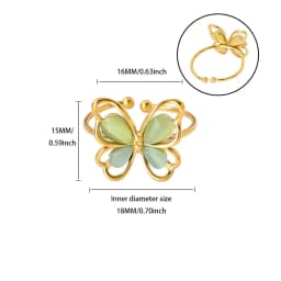 Popular Butterfly Rings For Women Gold Color Stainless Steel Geometric Opening Finger Ring Aesthetic Wedding Christmas Jewelry