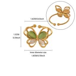 Popular Butterfly Rings For Women Gold Color Stainless Steel Geometric Opening Finger Ring Aesthetic Wedding Christmas Jewelry