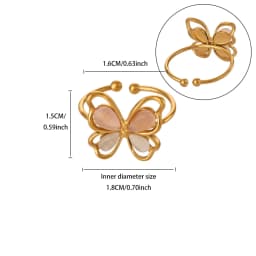 Popular Butterfly Rings For Women Gold Color Stainless Steel Geometric Opening Finger Ring Aesthetic Wedding Christmas Jewelry