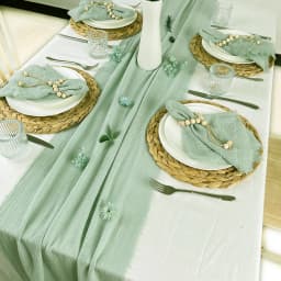 Gauze Cotton Wedding Table Runner Sage Retro Burr Texture Dining Napkins Gift Kitchen Table Runners Home Christmas Table Decor