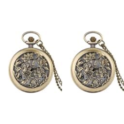 Bronze Hollow Flower Quartz Pocket Watch Necklace Pendant Vintage Sweater Chain Woman's Christmas Gift