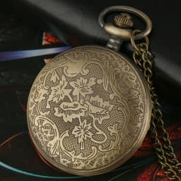 Bronze Hollow Flower Quartz Pocket Watch Necklace Pendant Vintage Sweater Chain Woman's Christmas Gift
