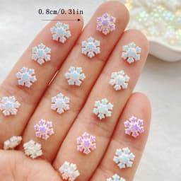 100Pcs Cute Resin Mini Christmas Snowflakes Flat Back Ornament Jewelry Making Manicure Hairwear Accessorie