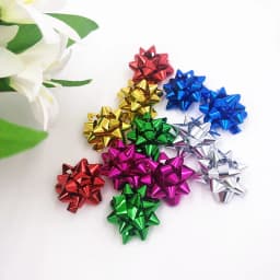 100pcs/2.5cm Mini Colorful 3D Star Flower Decorations DIY Self-adhesive Ribbon Bows Paper Gift Wrapping for Christmas Wedding