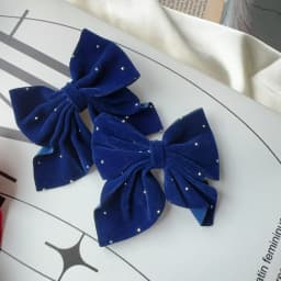 2Pcs Starry Dots Red Velvet Bow Hair Pins Hair Clips Kids Girls Fashion Christmas Barrettes Ponytail Holder Headwear Accessories